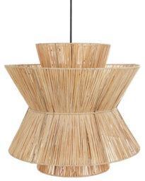 Beliani Boho Pendant Lamp With Natural Straw Shade And Black Iron Base - W45 X D45 X H131 Cm - thumbnail 3