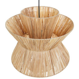 Beliani Boho Pendant Lamp With Natural Straw Shade And Black Iron Base - W45 X D45 X H131 Cm - thumbnail 4