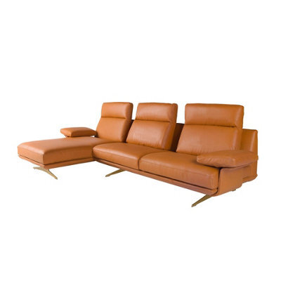 Angel Cerda Elegant Left Chaise Longue Sofa In Terracotta Brown Leather - image 1