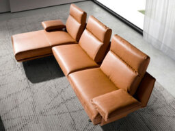 Angel Cerda Elegant Left Chaise Longue Sofa In Terracotta Brown Leather - thumbnail 2