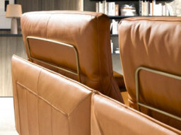 Angel Cerda Elegant Left Chaise Longue Sofa In Terracotta Brown Leather - thumbnail 4