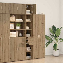 Walplus Slim Storage Cabinet With Drawer Artisan Oak 30 X 42.5 X 225 Cm - thumbnail 4