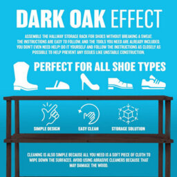 2 Tier Dark Oak Wooden Shoe Rack Footwear Storage Organiser Unit Multi Purpose Slated Shelf Dvd Books Space Efficient - thumbnail 7