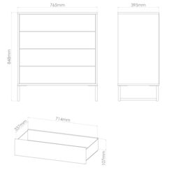 Marsala Ready Assembled Matt Red 4 Drawer Chest (H)848mm (W)765mm (D)395mm - thumbnail 7