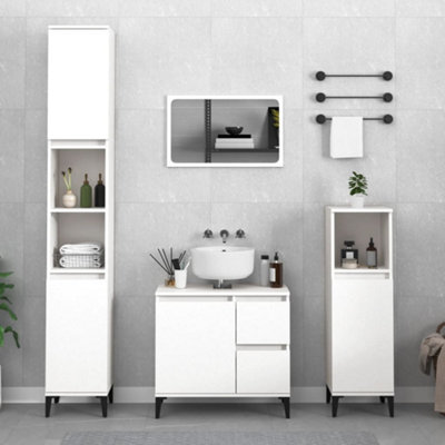 Berkfield Bathroom Cabinet White 30X30X190 Cm Engineered Wood - image 1