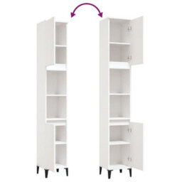Berkfield Bathroom Cabinet White 30X30X190 Cm Engineered Wood - thumbnail 9