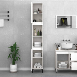 Berkfield Bathroom Cabinet White 30X30X190 Cm Engineered Wood - thumbnail 3