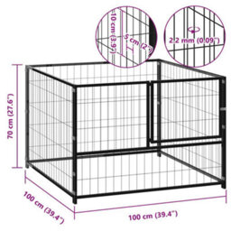 Berkfield Durable Dog Kennel Black 100X100X70 Cm Steel - thumbnail 5