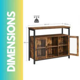Pirlo Plush Kitchen Sideboard Buffet Cabinet Industrial Rustic Style Furniture - thumbnail 6