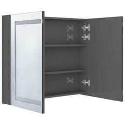 Berkfield Led Bathroom Mirror Cabinet Shining Grey 80X12X68 Cm - thumbnail 5