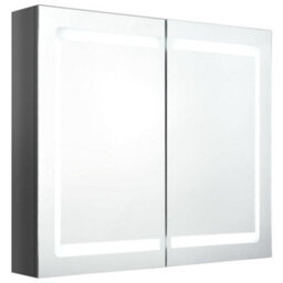 Berkfield Led Bathroom Mirror Cabinet Shining Grey 80X12X68 Cm - thumbnail 2