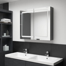 Berkfield Led Bathroom Mirror Cabinet Shining Grey 80X12X68 Cm - thumbnail 1