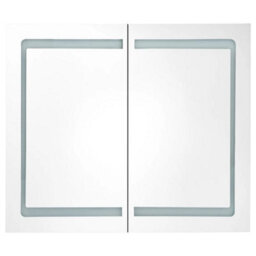 Berkfield Led Bathroom Mirror Cabinet Shining Grey 80X12X68 Cm - thumbnail 4