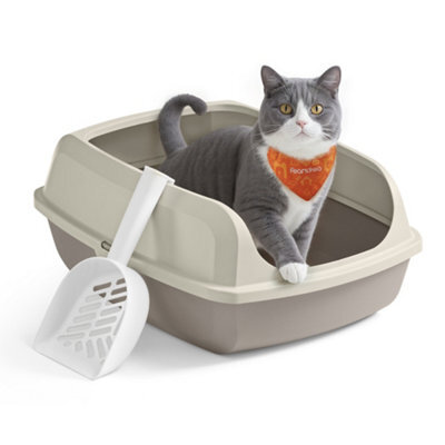 LEDREM High Sided Cat Litter Tray, Xl Open Top Litter Box With Scoop, For Kittens, - image 1