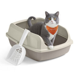 LEDREM High Sided Cat Litter Tray, Xl Open Top Litter Box With Scoop, For Kittens, - thumbnail 1
