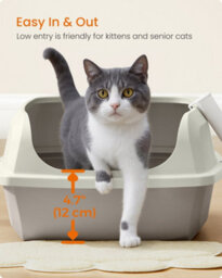 LEDREM High Sided Cat Litter Tray, Xl Open Top Litter Box With Scoop, For Kittens, - thumbnail 6