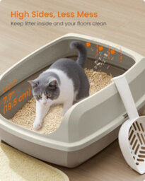 LEDREM High Sided Cat Litter Tray, Xl Open Top Litter Box With Scoop, For Kittens, - thumbnail 3