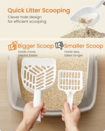 LEDREM High Sided Cat Litter Tray, Xl Open Top Litter Box With Scoop, For Kittens, - thumbnail 5