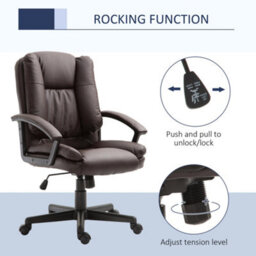 Homcom Swivel Executive Office Chair Mid Back Pu Leather Chair W/ Arm, Brown - thumbnail 5