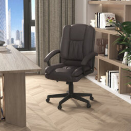 Homcom Swivel Executive Office Chair Mid Back Pu Leather Chair W/ Arm, Brown