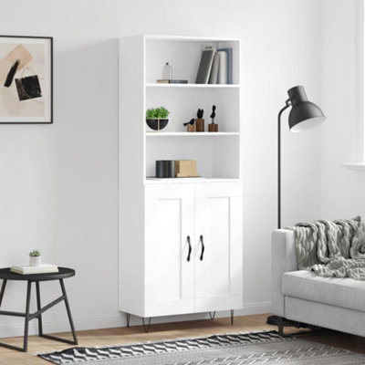 Berkfield Highboard White 69.5X34X180 Cm Engineered Wood - image 1