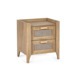 Julian Bowen Sydney Rattan Effect Print 2 Drawer Bedside - Oak Effect - thumbnail 4