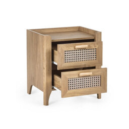 Julian Bowen Sydney Rattan Effect Print 2 Drawer Bedside - Oak Effect - thumbnail 5