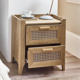 Julian Bowen Sydney Rattan Effect Print 2 Drawer Bedside - Oak Effect - thumbnail 2