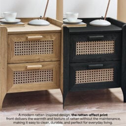 Julian Bowen Sydney Rattan Effect Print 2 Drawer Bedside - Oak Effect - thumbnail 7