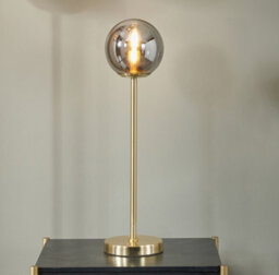 Pacific Lifestyle Arabella Smoked Glass Orb And Gold Metal Table Lamp