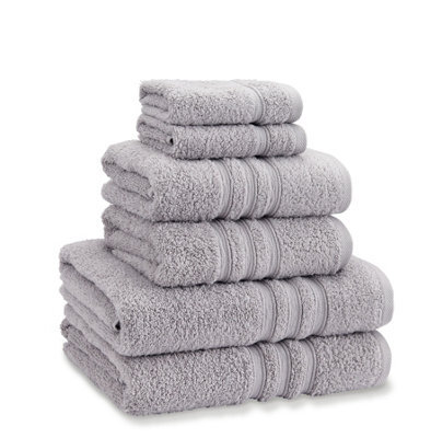 Catherine Lansfield Zero Twist Silver 6Pc Towel Bale 100% Cotton Bath, Hand And Face Towels - image 1