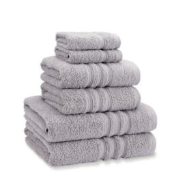 Catherine Lansfield Zero Twist Silver 6Pc Towel Bale 100% Cotton Bath, Hand And Face Towels