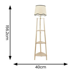 Valuelights Hiru Natural 3 Tier Shelf Floor Lamp With Black Trim Scallop Shade - thumbnail 6