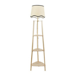 Valuelights Hiru Natural 3 Tier Shelf Floor Lamp With Black Trim Scallop Shade - thumbnail 5