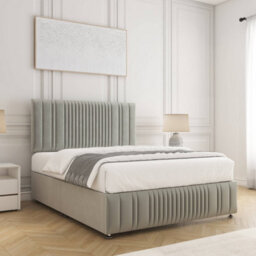 Bsspoke Rosie Divan Bed Sliver Plush Velvet 24Inch Headboard & Footboard No Mattress No Drawers In Small Double King 4Ft6 6Ft - thumbnail 3