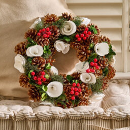 Dibor White Berries And Roses Festive Decor Autumn-Winter Front Door Wreath Christmas Wreath 35Cm - thumbnail 4