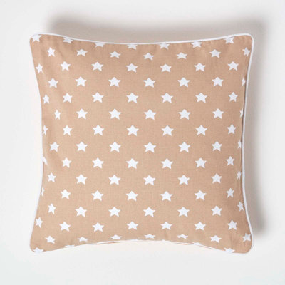 Homescapes Cotton Beige Stars Cushion Cover, 45 X 45 Cm - image 1