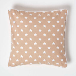 Homescapes Cotton Beige Stars Cushion Cover, 45 X 45 Cm