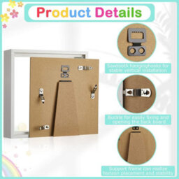 "5Pcs 3D Box Photo Frames Standing Hanging Craft Shadow Picture Frame 8 X 8"" White" - thumbnail 3