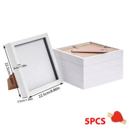 "5Pcs 3D Box Photo Frames Standing Hanging Craft Shadow Picture Frame 8 X 8"" White" - thumbnail 2