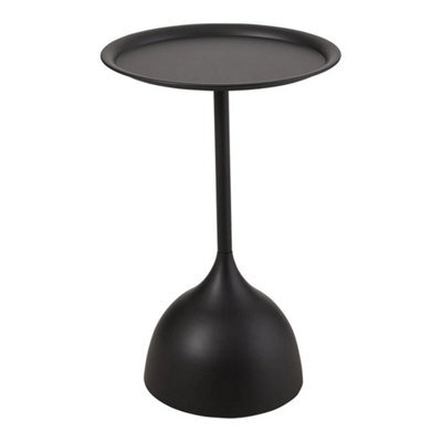 Black Round Coffee Table Metal Iron Side Desk Small Round Wine - image 1