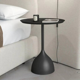 Black   Round Coffee Table Metal Iron Side Desk Small Round Wine - thumbnail 4