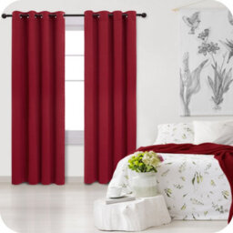 Deconovo Blackout Curtains Thermal Insulated Curtains Energy Saving Eyelet Blackout Curtains W52 X L54 Inch Dark Red 2 Panels - thumbnail 2