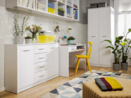 Arte Nepo Plus White 119Cm Sideboard - 2-Door, 4-Drawer Storage Cabinet - thumbnail 1