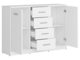 Arte Nepo Plus White 119Cm Sideboard - 2-Door, 4-Drawer Storage Cabinet - thumbnail 3