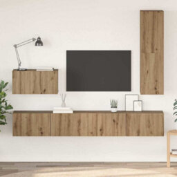 Berkfield Tv Cabinet Set 4 Pcs Artisan Oak Medium Engineered Wood - thumbnail 1