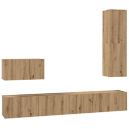 Berkfield Tv Cabinet Set 4 Pcs Artisan Oak Medium Engineered Wood - thumbnail 2