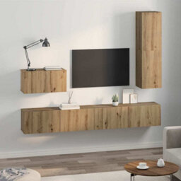 Berkfield Tv Cabinet Set 4 Pcs Artisan Oak Medium Engineered Wood - thumbnail 4