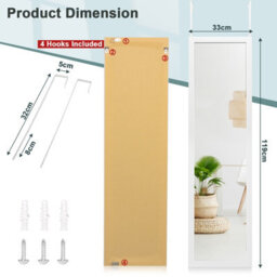 Costway Full Length Mirror Full Body Dressing Mirror Door Over The Door & Wall Hanging - thumbnail 2