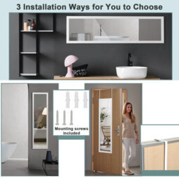 Costway Full Length Mirror Full Body Dressing Mirror Door Over The Door & Wall Hanging - thumbnail 6